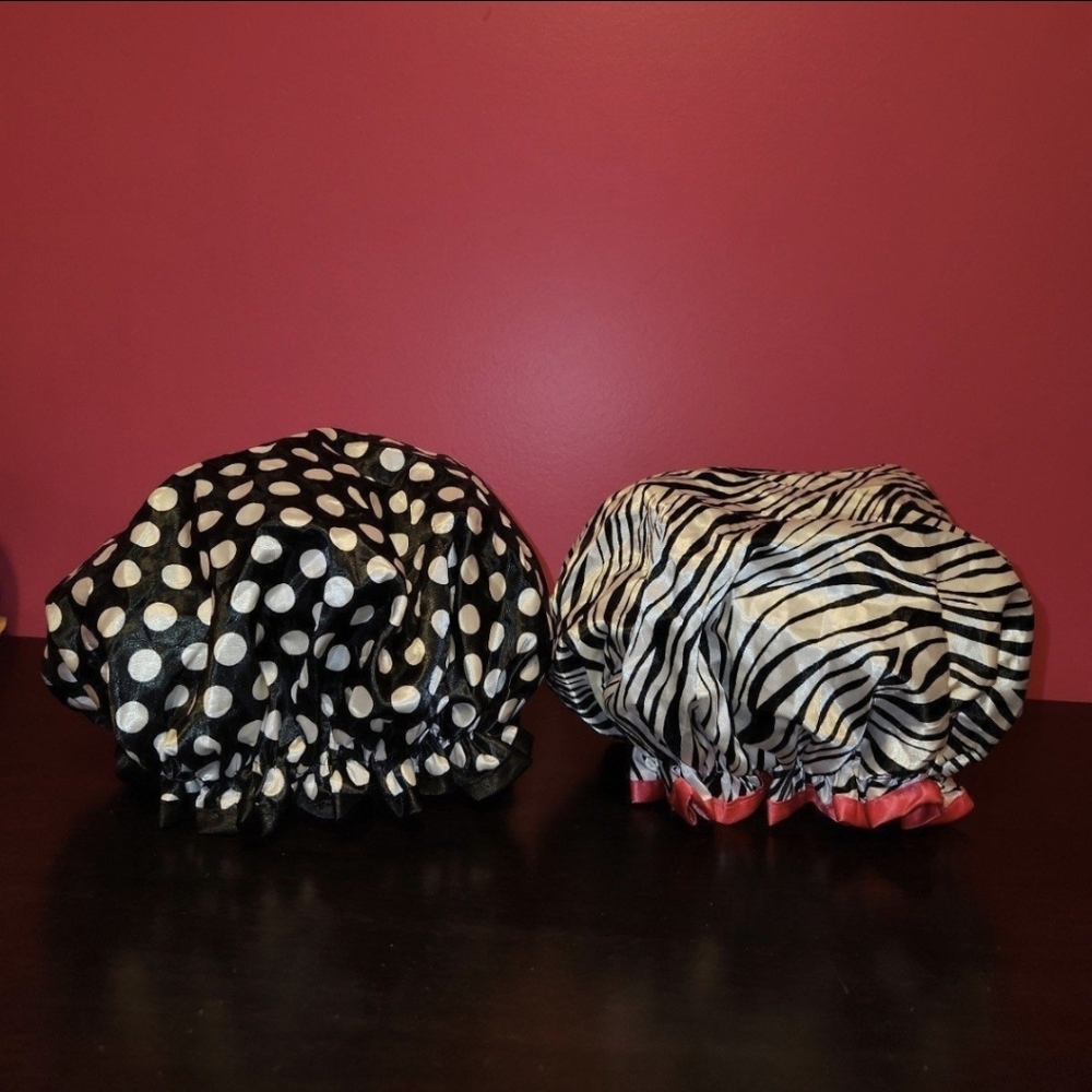 Polka Dot and Zebra Print Shower Caps